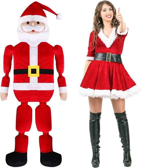 Silipull Christmas Life Size Stuffed Santa Claus 3ft Santa Claus Decor