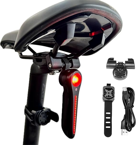 Bike Taillight - 6 Smart Modes Brake+Light+Movement Sensing - 100 Lumens Bicycle Rear Tail Light with Quick Release Brackets Set for Saddle & Seatpost,Tpye-C Rechargeable, IP65 Waterproof