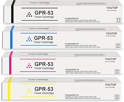 High Yield GPR-53 GPR53 Toner Cartridge 4-Pack|CYBM Replacement for Canon ImageRunner Advance C3325 C3325i C3330 C3330i C3525 C3525i C3530 C3530i DX C3730i C3730i Printer