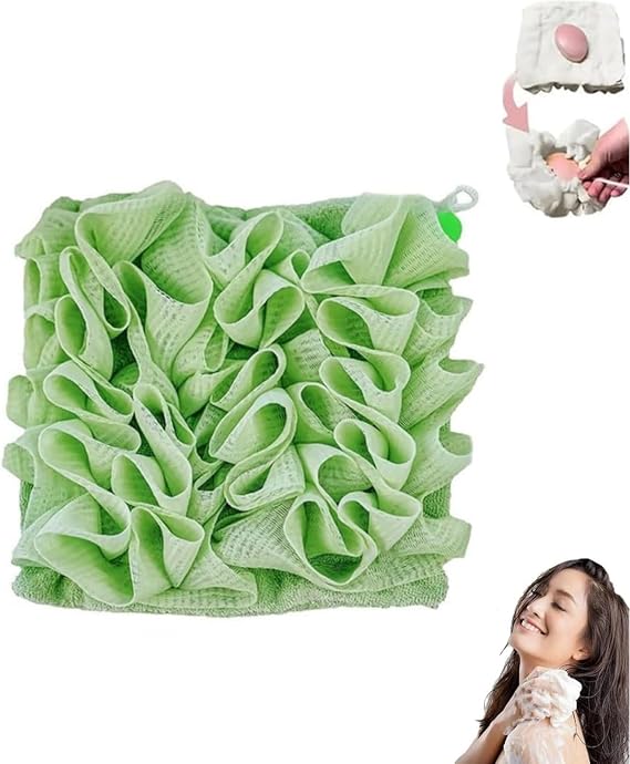 Wash Cloth Loofah Combo, The Soft Loofah and Washcloth, 2 in 1 Bath Loofahs Sponge, Loofahs Exfoliation, for Cleansing and Smooth Skin