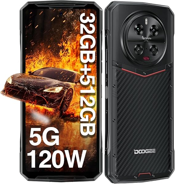 DOOGE DK 10 5G Tri-Proof Cell Phone 2024, 32GB+512GB/2TB, Tenguet 80205150mAh 120W Rapid Charge, 6.67" AMOLED 120Hz, 50MP+64 MP+16 MP Camera, Dual SIM/NFC/OTG/GPS