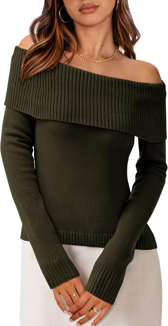 PRETTYGARDEN Off the Shoulder Sweater Women Trendy Fall Date Night Tops