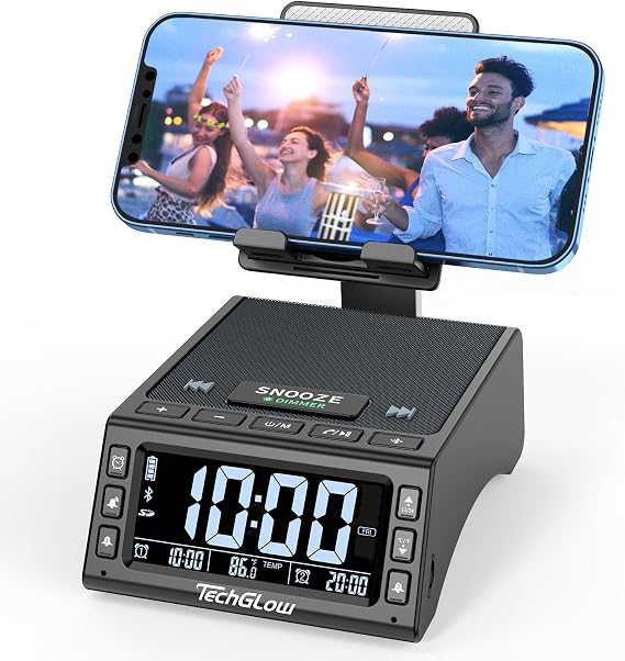 TechGlow Foldable Cellphone Stand with Wireless Bluetooth Speaker Birthday Gifts for Men Women Mother Father Cool Tech Gadgets