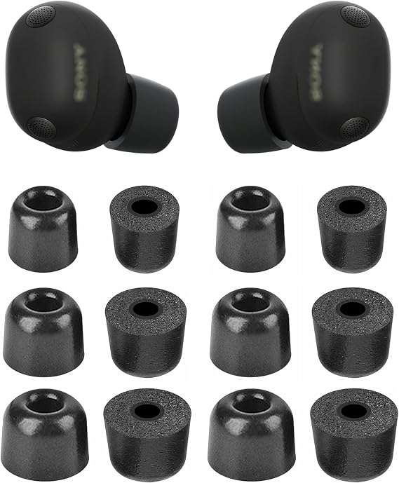 ALXCD Foam Eartips Compatible with Sony WF-1000XM6 Earbuds, S/M/L 3 Sizes 6 Pairs Soft Memory Foam Ear Tips Earbuds Foam Tips, Compatible with Sony WF-1000XM6 6 Pairs Black