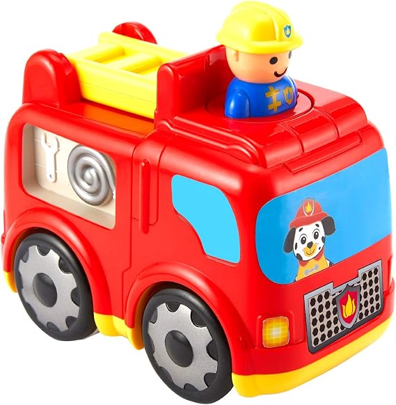 Kidoozie - Press 'N Zoom Fire Engine - Push and Go Vehicle Toy for Toddlers