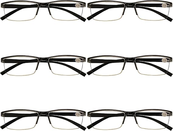 B&Q 6 Pack Reading Glasses for Women & Men Blue Light Blocking Readers for Men & Women