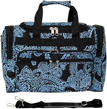 World Traveler 81T16-642 Duffle Bag, One Size, Black Blue Paisley