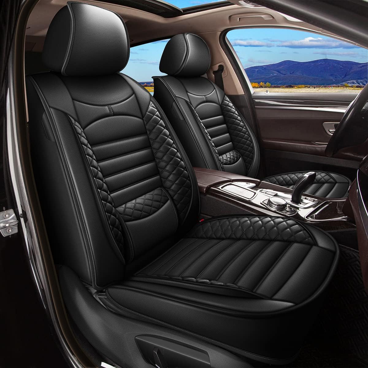Seat Covers for BMW X3 2011-2017 Car Seat Covers Full Set 5 Seats Waterproof Faux Leather Car Seat Cushion Protector Compatible Airbag Black