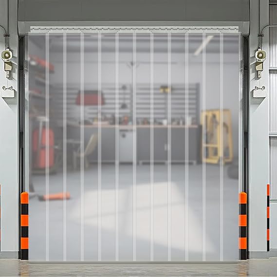 Plastic Strip Door Curtain Kit, W71 X H83, 0.08" Thickness PVC Freezer Door Curtain, Commercial Coolers & Warehouse Doors Insulated Curtains, Clear