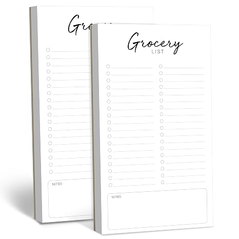 Hebayy Magnetic Grocery List, 2 Pack Food Pad for Fridge, Magnetic Notepads for Refrigerator 140 Sheets Shopping Lists with Full Magnet Back, Blank Note Pad for Metal Surface