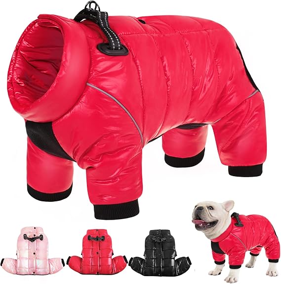 AOFITEE Dog Coat Waterproof Dog Jacket Warm Fleece Full Body Dogs Snow Suit