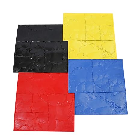 Concrete Texturing Skin, 24"x24" Concrete Stamps Mats Set with 4 PCS Concrete Molds, Polyurethane Concrete Stamping Mats Waterproof Lightweight Slate Concrete Stamps Concrete Stamps for Walls/Floors