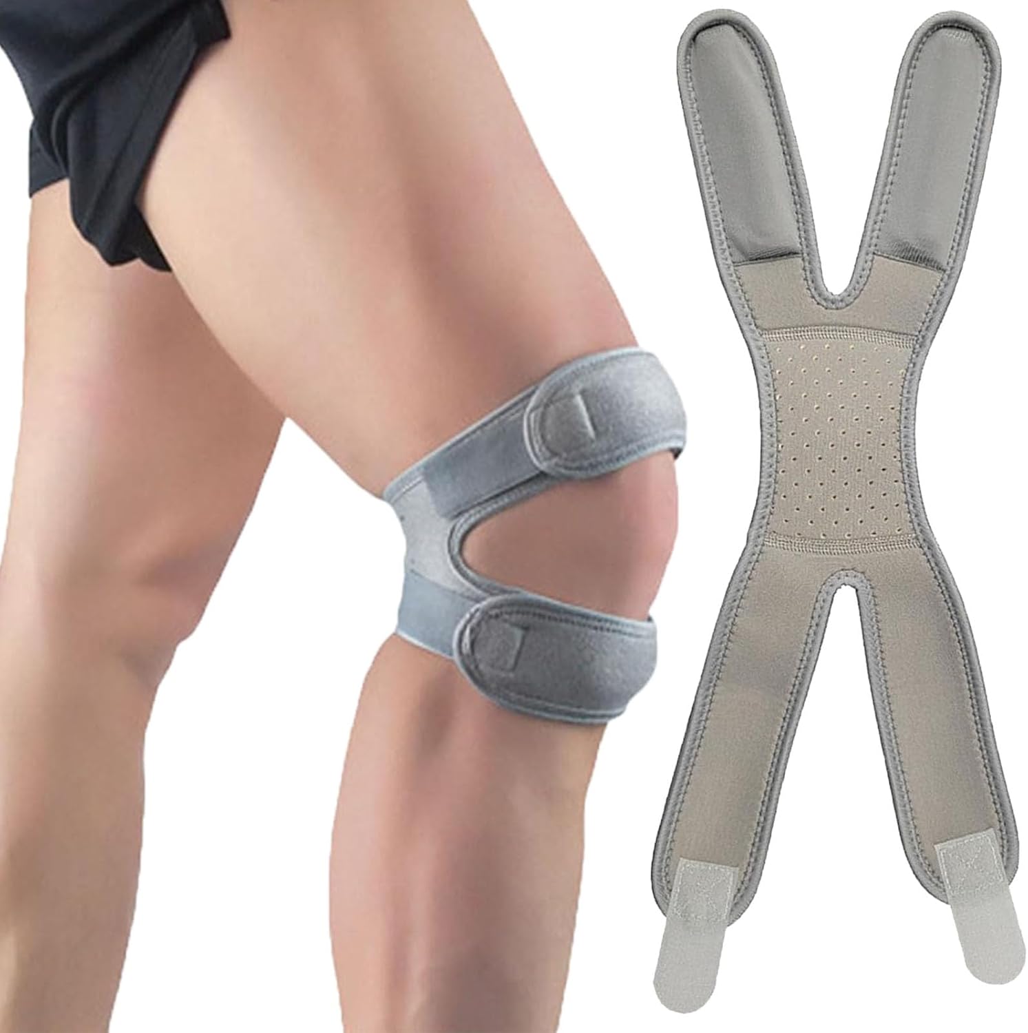 Linamas Knee Brace, Adjustable Knee Sleeve, Knee Pain Relief & Patella Stabilizer Brace for Men and Women 1Pcs,Gray