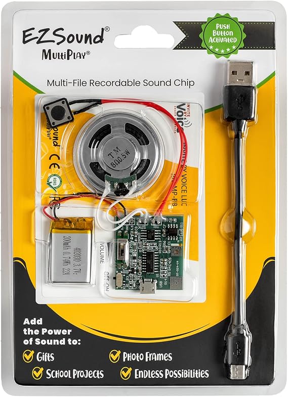 EZSound Multiplay Push Button Kaydedilebilir Ses Çipi | Çoklu Kayıtlar Çalar | Kaydedilebilir Ses Modülü | Basmalı Düğme Kontrolü | Kart Ses Kaydedici | Kart Ses Kaydedici | Özel Düğme Kaydı