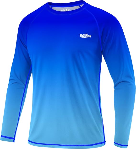 Mens UPF 50+ Long Sleeve Rash Guard, UV Sun Protection Swim Shirts