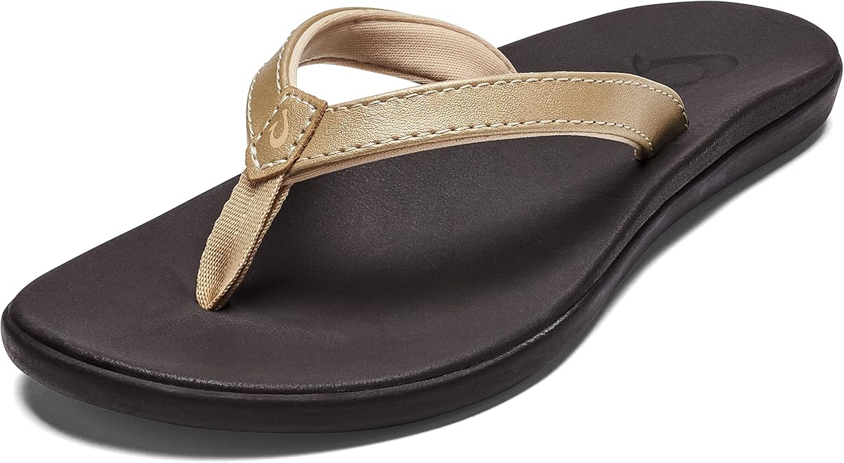 OLUKAI Ho'opio Girls' Beach Sandals, Quick-Dry Flip-Flop, Water Resistant & Cute Design, All-Day Comfort Fit