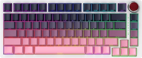BOYI YK82 75% Aluminum Alloy Mechanical Keyboard,Gasket-Mounted Hot-Swap,Wireless BT5.0/2.4G/Type-C Wired Programmable RGB Backlit Gaming Keyboard with Knob (Black Pink Side Printed PBT Keycaps)