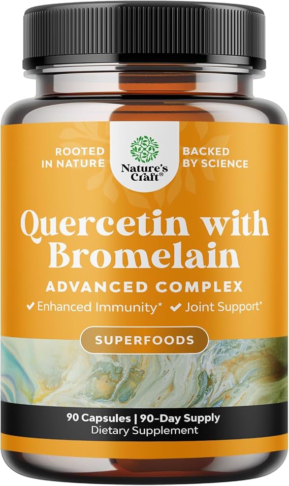 Quercetin with Bromelain 500mg - Quercetin 500mg Capsules Supplement - 90ct