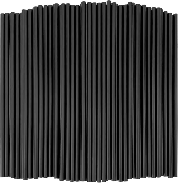 KTOJOY 300 Pcs Disposable Drinking Plastic Straws, 8.26" Long, 0.23'' Diameter, Black