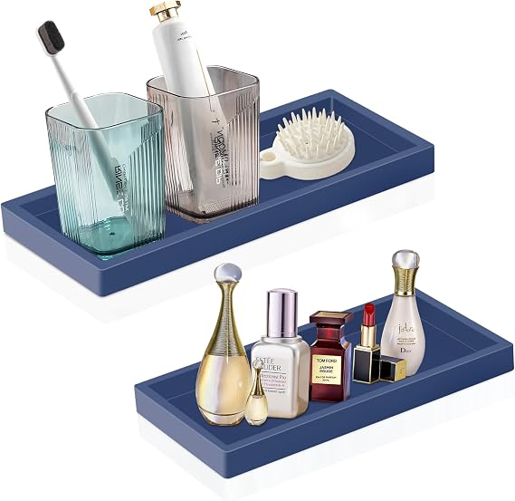 Bathroom Vanity Tray,Thick Original Silicone Soap Dispenser Tray,EGWON Shatterproof Toilet Tank Vanity for Dresser Tops,Bathroom Tray for Perfume,Soap Bottle