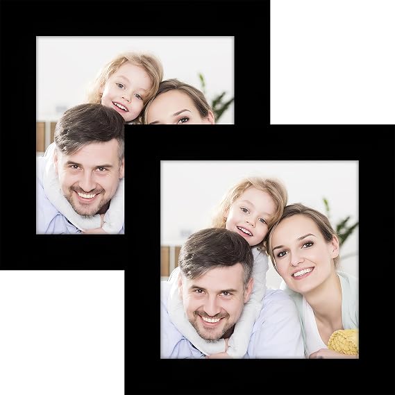 WUTL 4x4 Picture Frames Solid Wood Square Photo Frame Black 2 Pack