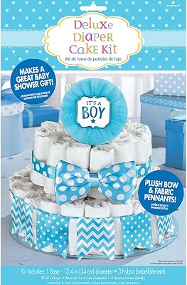 amscan Its a Boy Deluxe Diaper Cake Decor Kit | Baby Shower,Multicolor,13 14Dia