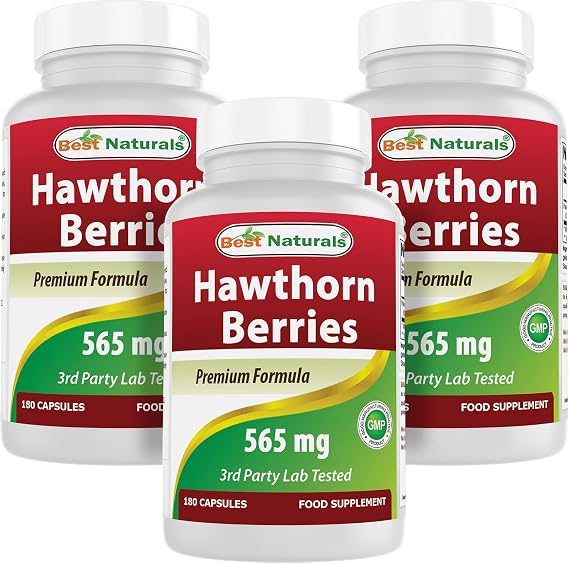 Best Naturals Hawthorn Berry 565 mg 180 Capsules (180 Count (Pack of 3))