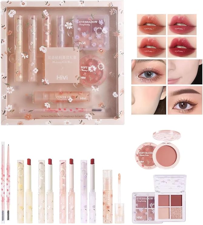 Full Beauty Makeup Cosmetics Set, 8 Pieces, Lipstick Makeup Palette, Long Lasting, Beginners, Popular, Christmas Gift, New Year, Birthday, Celebration Gift