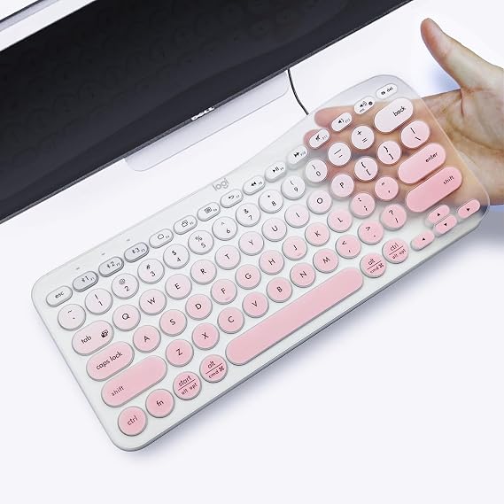 for Logitech K380 Ergonomic Wireless Keyboard Cover-Gradient Pink | Ultra-thin silicone Keyboard Skin, dustproof, waterproof, scratch-resistant, wear-resistant, and easy to clean.