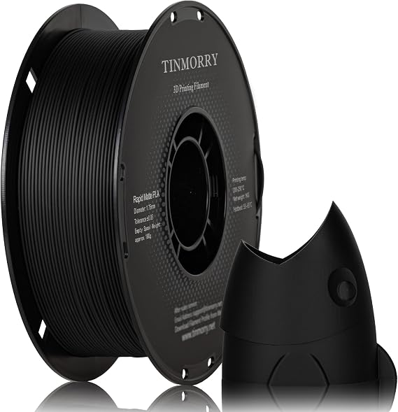 TINMORRY PLA Filament 1.75mm 1kg, Matte PLA 3D Printer Filament, Compatible with Bambu Lab FDM 3D Printer, 1 KG 1 Spool, Matte Black