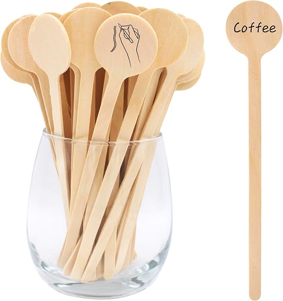 6 In 100Pcs Round Ends Coffee Stirrers, Disposable Eco-Friendly Biodegradable Cafe Grade Coffee Stir Sticks (100pcs)