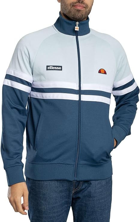 ellesse Men's Rimini Track Jacket, Blue/Light Blue, L