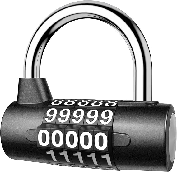 KeeKit 5 Digit Combination Lock, Re-settable Combination Padlock, Outdoor Combo Lock, Alloy Security Combination Locks for Gyms, Gates, Toolbox, Luggage, Cabinet, Bicycle, School, Home, Office, Travel