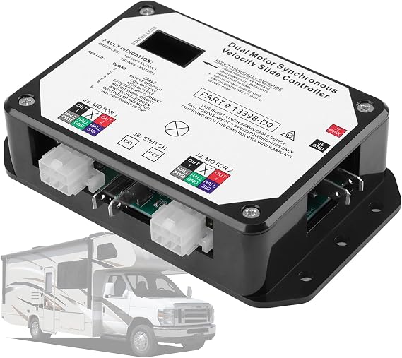 13398-D0 RV Dual Motor Synchronous Velocity Slide Controller Compatible with Lippert in-Wall Slide-Out Controller,Replacement for Controller V-Sync II,Replace Part 13398-C2