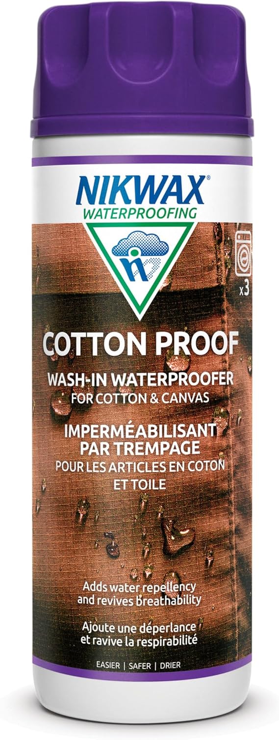 Nikwax Cotton Proof, 1000ml, Waterproofing for Cotton, Polycotton, and Canvas, Adds Water Repellency