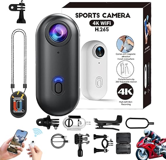 Mini 120 4k Camera for Recording, HD 1080p/4k Mini POV Pro Body Camera, Wearable Adventure Action Body Cam with Audio Video, Thumb Sports Cameras, for Vlogging Cycling Diving (Black, 4K)