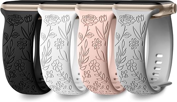 DaQin 4 Pack Floral Bands for Apple Watch Band 44mm 45mm 46mm 42mm Women