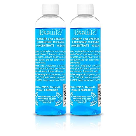 iSonic Ultrasonic Jewelry & Eyeglass Cleaner Solution, 8 oz (2-Pack)