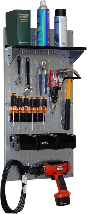 Wall Control Pegboard Basic Utility Tool Storage Pegboard Organizer with Black Accessories