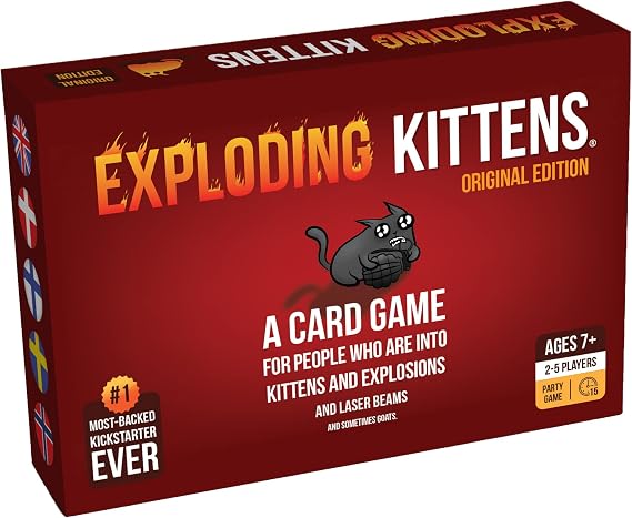 Exploding Kittens - Card Games | Family Friendly Party Games | Russian Roulette | German | Danish | Norwegian | Finnish | Age 7+ | 2 to 5 Players | Playing Time 10-20 Minutes