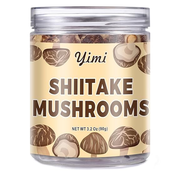 Yimi Dehydrated Shiitake Mushroom for Cooking, Thick Cap Sulfur-Free Vegan