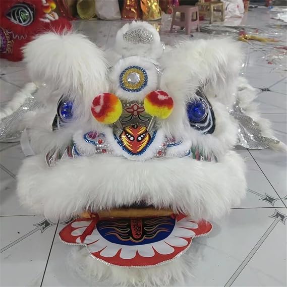Advanced Wool Chinese Dragon Dance Props Chinese New Year Lion Classic Lion Dance Outdoor Sports Lion Dance Silk Lion Dance,White