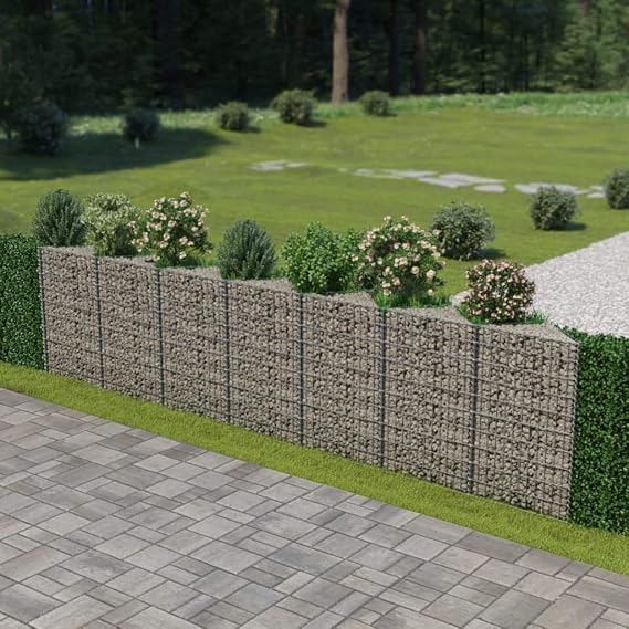 Gabion Wall Galvanized Steel,Gabion Mesh Wire Wall Panel Garden Stone Wire Basket Fencing Patio Decorative Fence for Outdoor Landscape Lawn 177.2"x11.8"x39.4"
