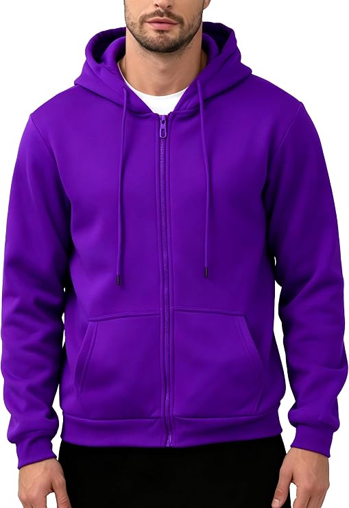 JIHUILAI Men's Fleece Hoodies with Zipper Lightweight Long Sleeve Active Mens Jackets Sports Full Zip Sweatshirts, S-3XL