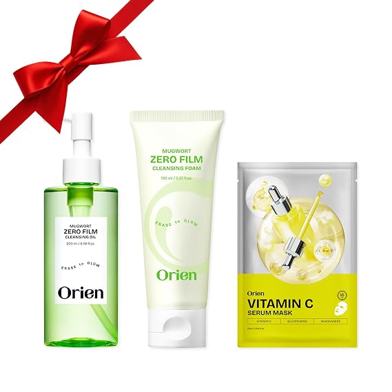 Orien Vitamin C & Cleansing Set : Vitamin C Serum Mask Pack (4pcs), Mugwort Zero Film Cleansing Oil&Foam