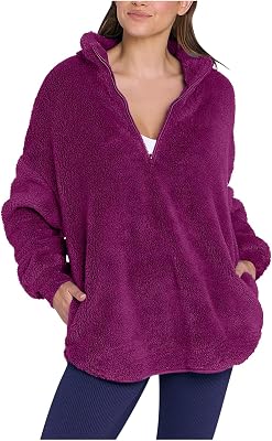 Winter Coats for Women Oversized Fuzzy Fleece Jacket Sherpa Thermal Zip Up Jackets Warm Outerwear Coat with No Hood