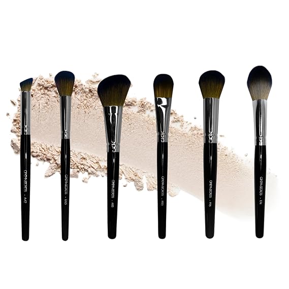 Cinema Secrets Professional Face Makeup Brush Set - Vegan Synthetic Foundation, Blush, Contour, Powder & Concealer Brushes - Complete Face Brush Kit for Women, Beginners & MUAs (6 Count)
