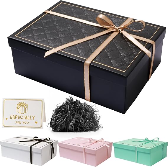 Textured Black Gift Box with Lids, Gift Boxes for Presents