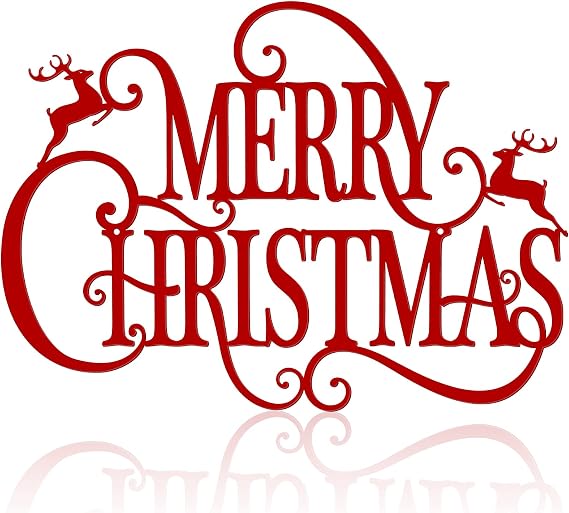 Maitys 15 x 10.8 Inches Large Metal Christmas Hanging Sign, Red