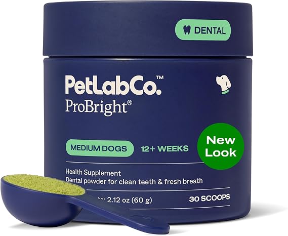 PetLab Co. ProBright Dental Powder for Medium Sized Dogs, 30 Scoops